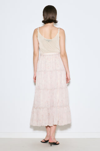 Ruched Chiffon Maxi Skirt Blush