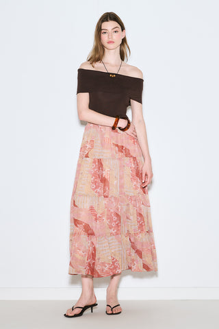Ruched Chiffon Maxi Skirt Bohem