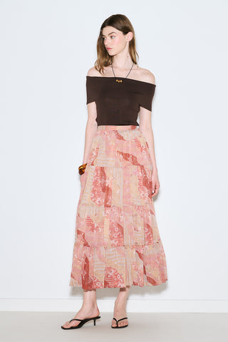 Ruched Chiffon Maxi Skirt Bohem