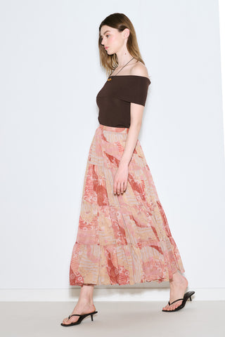 Ruched Chiffon Maxi Skirt Bohem