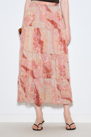 Ruched Chiffon Maxi Skirt Bohem
