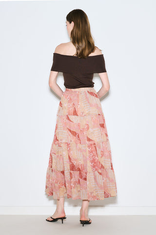 Ruched Chiffon Maxi Skirt Bohem