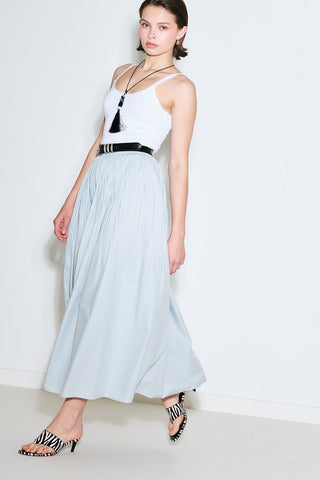 Pleated Wide Skirt Blue