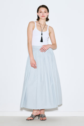 Pleated Wide Skirt Blue