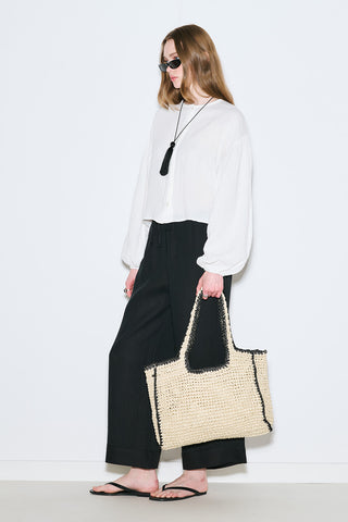 Muslin Puff-Sleeve Crop Blouse Ecru