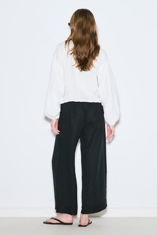 Muslin Puff-Sleeve Crop Blouse Ecru