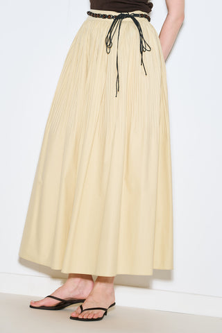Pleated Wide Skirt Yellow