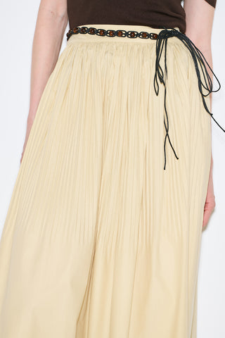 Pleated Wide Skirt Yellow