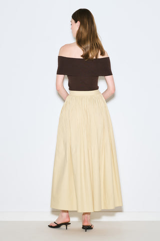 Pleated Wide Skirt Yellow