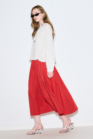 Textured Button-Neck Blouse Ecru