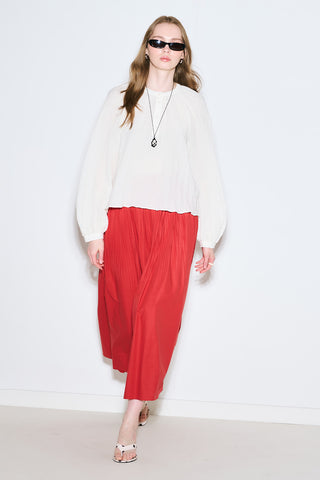Textured Button-Neck Blouse Ecru