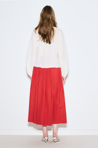 Textured Button-Neck Blouse Ecru
