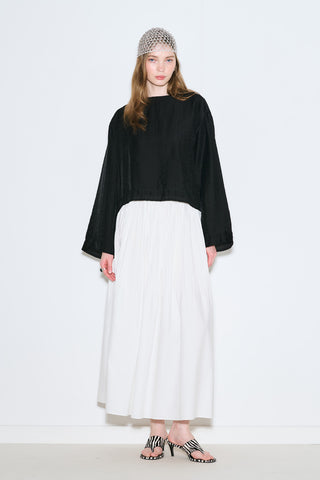Draped Wide Sleeve Blouse Black