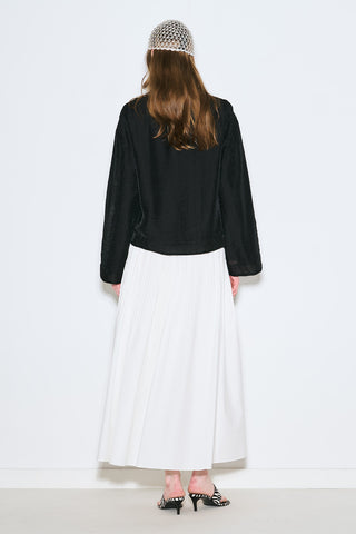 Draped Wide Sleeve Blouse Black