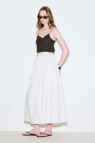 Pleated Wide Skirt Ecru