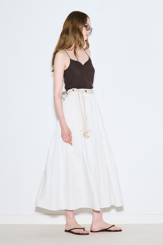 Pleated Wide Skirt Ecru