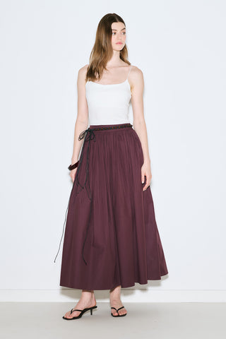 Pleated Wide Skirt Damson