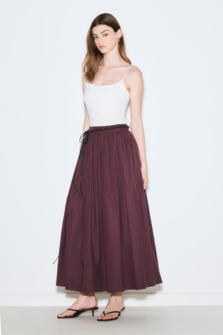 Pleated Wide Skirt Damson