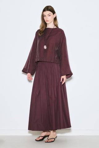Draped Wide Sleeve Blouse Burgundy