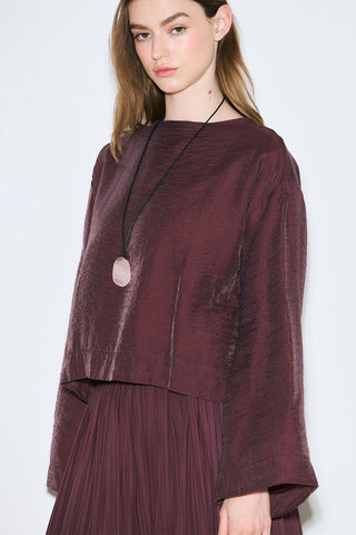 Draped Wide Sleeve Blouse Burgundy