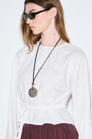 Tie Detail Cropped Blouse Ecru