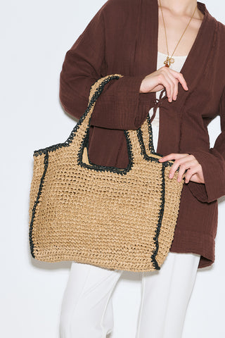 Contrast-Detail Straw Bag Natural