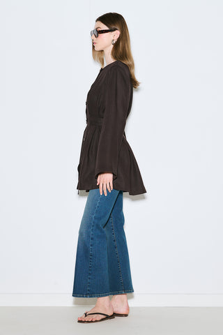 Linen Darted Tunic Dark Brown