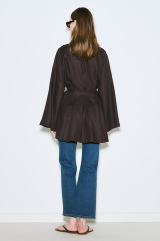 Linen Darted Tunic Dark Brown