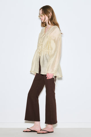 Ruched Tie Blouse Soft Yellow