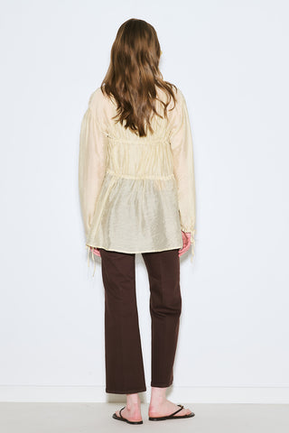 Ruched Tie Blouse Soft Yellow
