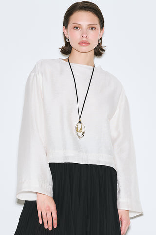 Draped Wide Sleeve Blouse Ecru
