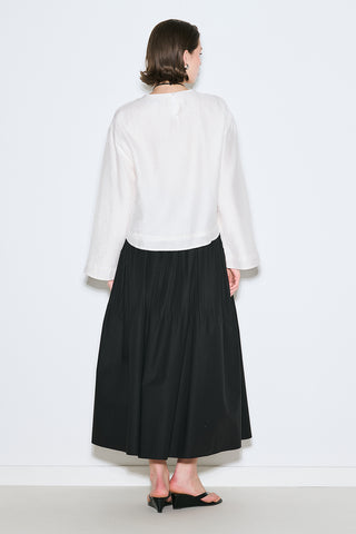 Draped Wide Sleeve Blouse Ecru