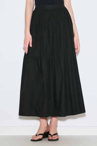 Pleated Wide Skirt Black