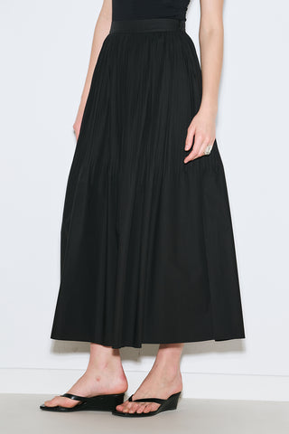 Pleated Wide Skirt Black