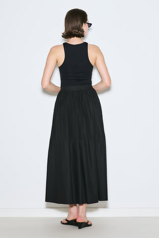 Pleated Wide Skirt Black