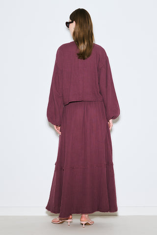Muslin Puff-Sleeve Crop Blouse Damson
