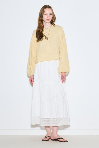 Muslin Puff-Sleeve Crop Blouse Yellow