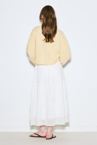 Muslin Puff-Sleeve Crop Blouse Yellow