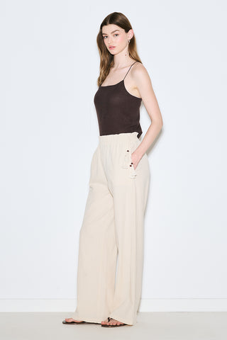 Textured Tie Trousers Natural