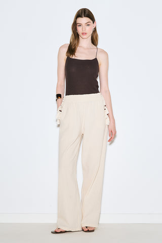 Textured Tie Trousers Natural
