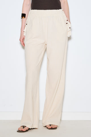 Textured Tie Trousers Natural