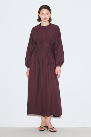 Pleated Waist Dress Damson