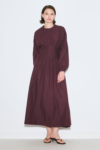 Pleated Waist Dress Damson