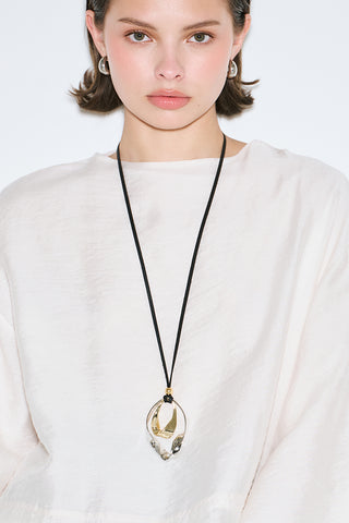 Double-Layer Long Necklace Mix Black
