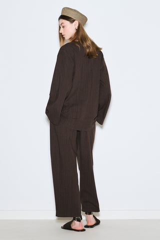 Rustic Buttoned Kimono Dark Brown