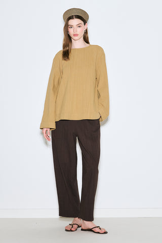 Rustic Blouse With Side Slits Saffron