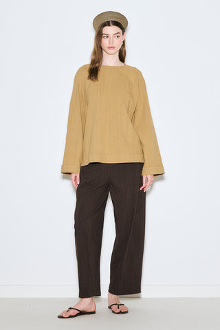 Rustic Blouse With Side Slits Saffron