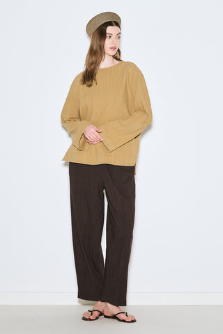 Rustic Blouse With Side Slits Saffron