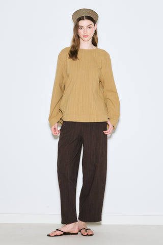 Rustic Blouse With Side Slits Saffron