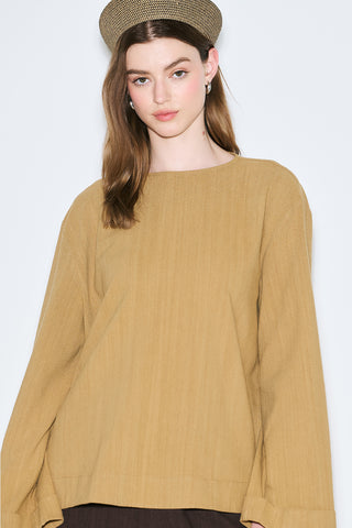 Rustic Blouse With Side Slits Saffron